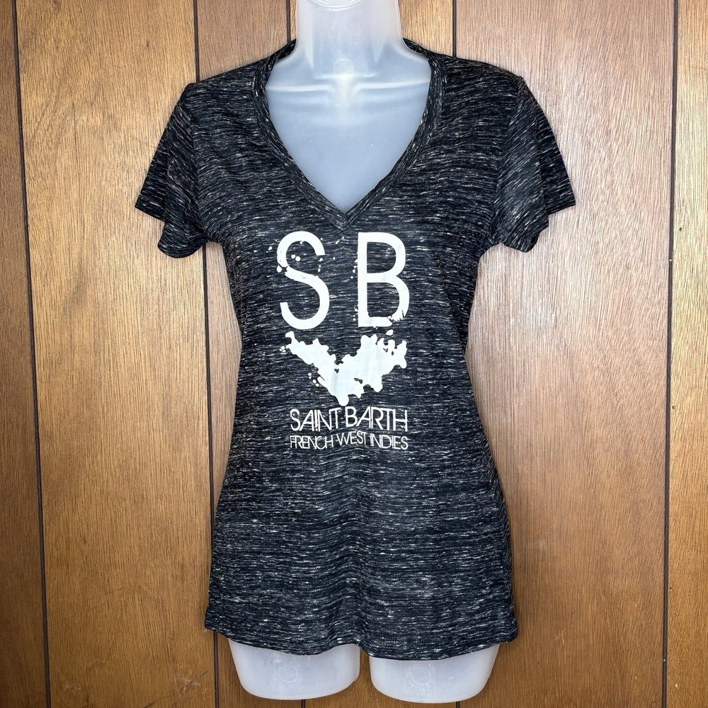 Saint Barth T Shirt Women S‎ Black SB French West Indies Graphic Fitted Travel